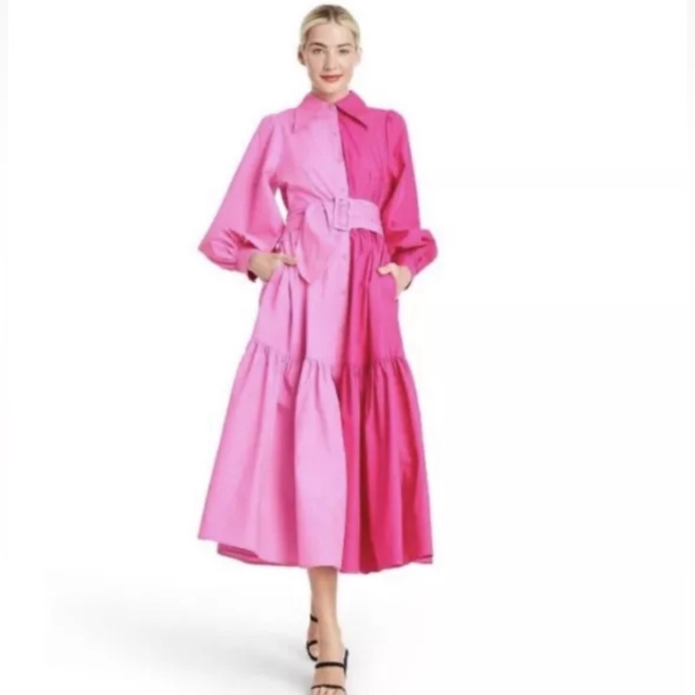 Christopher John Rogers x Target Dress 10 Shirtdress Long Sleeve Color Block